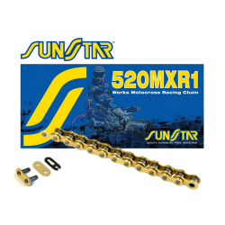 Sunstar, řetěz 520MXR1-122G motocross do 500 ccm, zlatá barva (39,9KN) (520ERT3) rozpojený + spojka