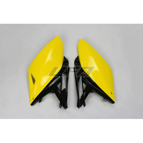 UFO, podsedlové tabulky, Suzuki RMZ 250 '10-'18 žlutá barva/černá (OEM pro ročníky '14-'16)
