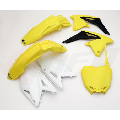 UFO, sada plastů, Suzuki RMZ 450 '09-'10 barva OEM (žlutá/bílá/černá) (SU410E999)