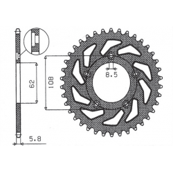 Sunstar, rozeta 714 43 Aprilia RS 125 '93-'05 (JTR701.43)* (řetěz 520) (71443JT)