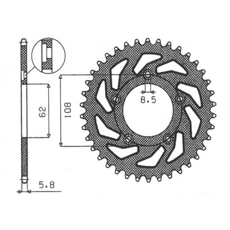 Sunstar, rozeta 714 43 Aprilia RS 125 '93-'05 (JTR701.43)* (řetěz 520) (71443JT)