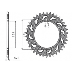 Sunstar, rozeta 489 50 Kawasaki KX/KXF `84-'20 (JTR460.50) (řetěz 520) (48950JT)