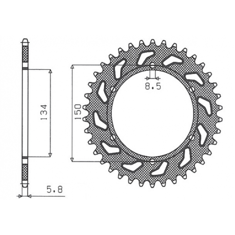 Sunstar, rozeta 489 50 Kawasaki KX/KXF `84-'20 (JTR460.50) (řetěz 520) (48950JT)