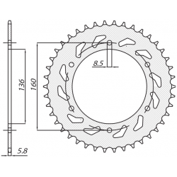 Sunstar, rozeta 3552 42 Aprilia PEGASO 600 '90-'93, PEGASO 650 '92-'04, BMW F650 '92-'04 (JTR5.42)* (řetěz520) (355242JT)