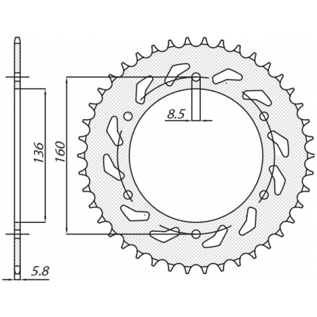 Sunstar, rozeta 3552 42 Aprilia PEGASO 600 '90-'93, PEGASO 650 '92-'04, BMW F650 '92-'04 (JTR5.42)* (řetěz520) (355242JT)