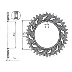 Sunstar, rozeta 856 43 Yamaha TT600R '98-'03, TT600S '93-'95, YFZ 350 BANSHEE`89-06 (JTR853.43)* (řetěz 520) (85643JT)