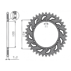 Sunstar, rozeta 4366 39 Ducati MONSTER 1000 '03-'05 (JTR745.39)* (řetěz 525) (436639JT)