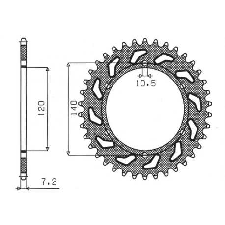 Sunstar, rozeta 5301 38 Kawasaki ZR7 (99-04) (JTR498.38) (řetěz 525) (530138JT)
