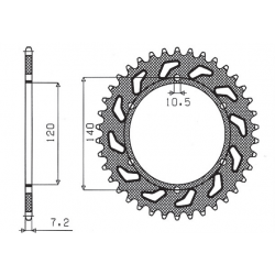 Sunstar, rozeta 5301 39 Kawasaki ZR 750 ZEPHYR 91-99,W 650 99-06 (JTR498.39) (řetěz 525) (530139JT)