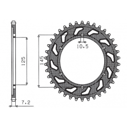 Sunstar, rozeta 869 43 Yamaha TDM 850 99-01 (4TX) (JTR867.43) (řetěz 525) (86943JT)