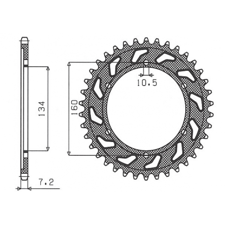 Sunstar, rozeta 4405 42 Honda CBR 600RR '03-'06 (PC37) (JTR1307.42) (řetěz 525) (440542JT)