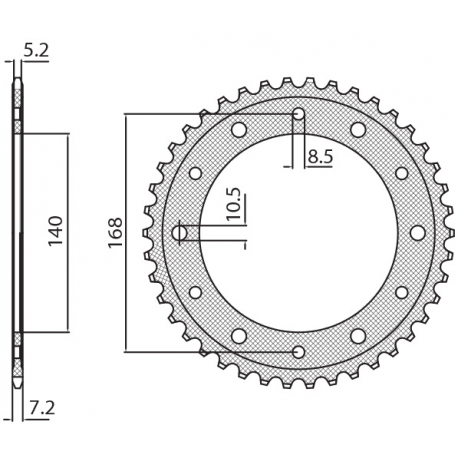 Sunstar, rozeta 4550 42 BMW F 800GS '08-'12 (otvory pro šrouby 8,5mm) (JTR6.42) (řetěz 525) (455042JT)