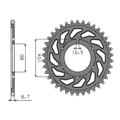 Sunstar, rozeta 488 45 Kawasaki ZX9R (94-97), ZZR1200 (02-05) (JTR488.45) (řetěz 530) (48845JT)