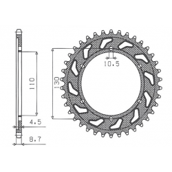 Sunstar, rozeta 241 47 Yamaha R1 '09-'14, FZ6 '04-'09, R6 '03-'10 (+1) (JTR479.47) (JTR1479.47) (řetěz 530) (24147JT)