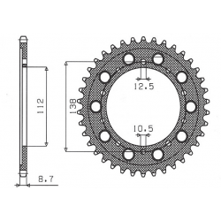 Sunstar, rozeta 4448 39 / 408 39 Honda CB 1300 '03-'13, CB 1100 '13-'14 (SC54) (JTR1871.39) (JTR302.39) (řetěz 530) (40839