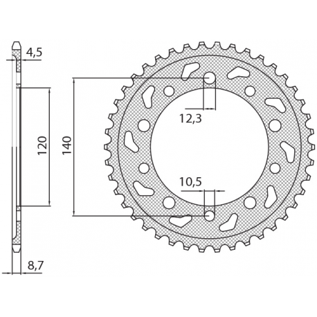 Sunstar, rozeta 4409 43 Suzuki GSF 1250 '06-'16, GSXR 1000/1300 (JTR1800.43) (řetěz 530) (440943JT)