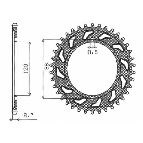 Sunstar, rozeta 864 44 Yamaha XJ 600 H,N 84-91, YX 600 RADIAN 86-87 (JTR862.44) (řetěz 530) (86444JT)