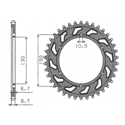 Sunstar, rozeta 860 39 Yamaha XJR1300`02-03, FJ1200`91-96 (JTR859.39) (řetěz 530) (86039JT)