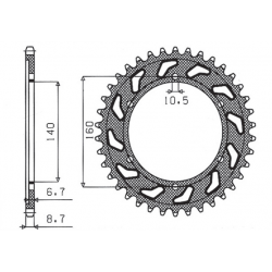 Sunstar, rozeta 502 45 Kawasaki GPX 750R, GPZ 750/900/1100, ZRX/ZZR 1100 (JTR502.45) (řetěz 530) (50245JT)