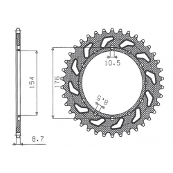 Sunstar, rozeta 4434 43 Honda VFR750, VFR800 V-TEC '02-'14, VFR800X CROSSRUNNER '11-'15 (JTR1340.43) (řetěz 530) (443443JT