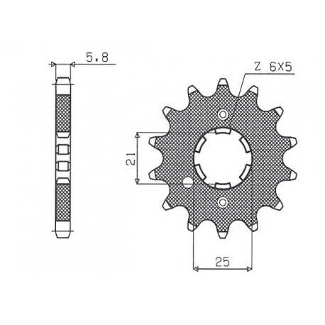 Sunstar, přední řetězové kolečko 569 14 Kawasaki KX 250 '87-'98, Yamaha YZ 250 '77-'98 (JTF569.14) (řetěz 520) (56914JT)