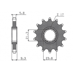 Sunstar, přední řetězové kolečko 342 15 Honda CR 250 '88-'07, CRF 450 R/X '02-'18, TRX450R (JTF284.15) (řetěz 520) (34215JT)