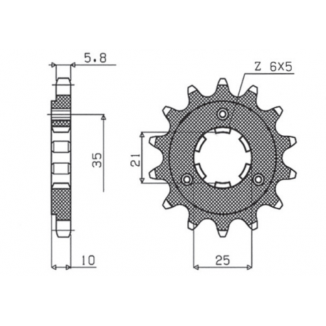 Sunstar, přední řetězové kolečko 412 15 Suzuki DR 750S '88-'89, DR 800S BIG '88-'00 (JTF438.15) (řetěz 520) (41215JT)