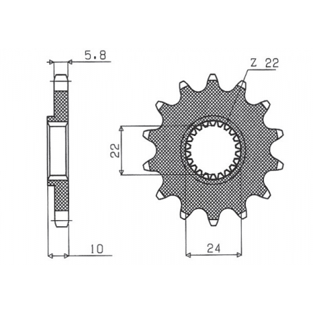 Sunstar, přední řetězové kolečko 402 16 BMW F 650 '94-'13, Aprilia PEGASO 650 '98-'04 (JTF402.16) (řetěz 520) (40216JT)