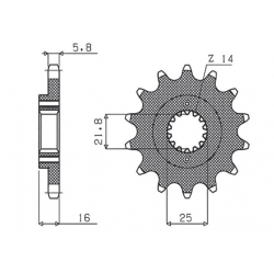 Sunstar, přední řetězové kolečko 490 14 Ducati MONSTER 600/750/900 (JTF736.14) (řetěz 520) (49014JT)