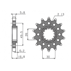 Sunstar, přední řetězové kolečko 347M 16 Honda CBR 600/900/929/954/1000, VTR 1000 SP1/2 (JTF1269.16) (řetěz 520) (347M16JT)