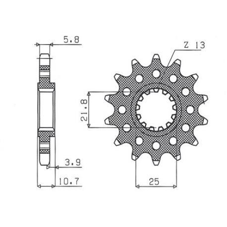 Sunstar, přední řetězové kolečko 2172 16 Yamaha FZ6 '09-, XJ6 '09-'15 (JTF1581.16) (MOD. řetěz 520) (217216JT)