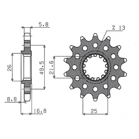 Sunstar, přední řetězové kolečko 2093M 15 Kawasaki ZX6R '03-'06 (JTF1307.15) (řetěz 520) (2093M15JT)
