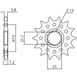 Sunstar, přední řetězové kolečko 585 16 Kawasaki ZX-6R/RR '07-17, Yamaha XTZ 750 SUPER TENERE (3LD) '87-00 (JTF1536.16) (řetěz 5