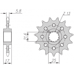Sunstar, přední řetězové kolečko 2042 15 Honda CB 500F/X '13-'15, CBR 500R '13-'16, NC 700 '12-'14, CT/CTX 700 14 (JTF1381.15) (