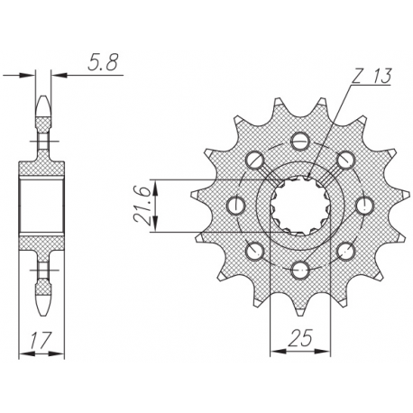 Sunstar, přední řetězové kolečko 2042 15 Honda CB 500F/X '13-'15, CBR 500R '13-'16, NC 700 '12-'14, CT/CTX 700 14 (JTF1381.15) (