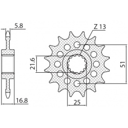 Sunstar, přední řetězové kolečko 2042 16 Honda NC 750X/S/DCT '14-'15, INTEGRA 750 DCT '14-'15 (JTF1373.16) (řetěz 520) (204216JT