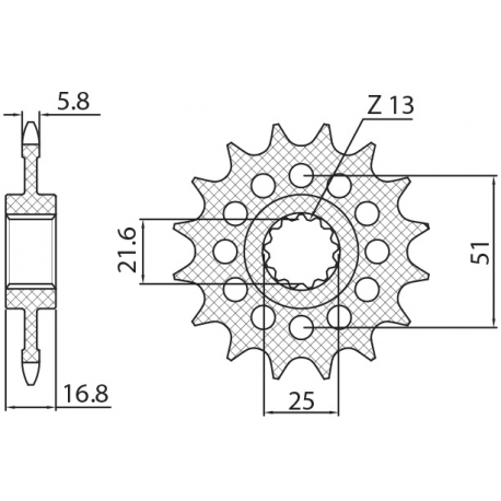 Sunstar, přední řetězové kolečko 2042 17 Honda NC 750X/S/DCT '14-'15, INTEGRA 750 DCT '14-'15 (JTF1373.17) (řetěz 520) (204217JT