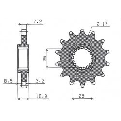 Sunstar, přední řetězové kolečko 2078 17 BMW F 650/700/800 GS (JTF704.17) (řetěz 525) (207817JT)