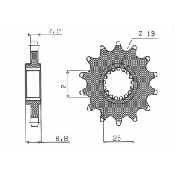 Sunstar, přední řetězové kolečko 2137 16 Kawasaki ZX9R '02-'03, Z 1000 '03-'06 (JTF1537.16) (řetěz 525) (213716JT)