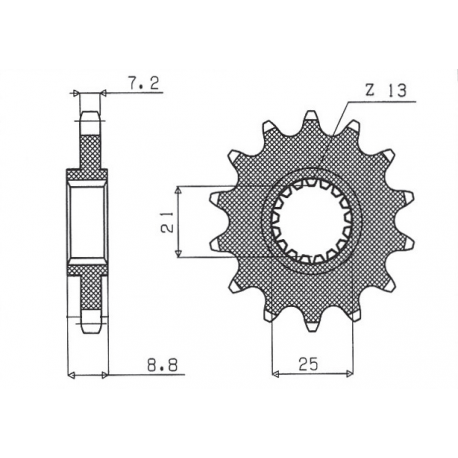 Sunstar, přední řetězové kolečko 2137 16 Kawasaki ZX9R '02-'03, Z 1000 '03-'06 (JTF1537.16) (řetěz 525) (213716JT)