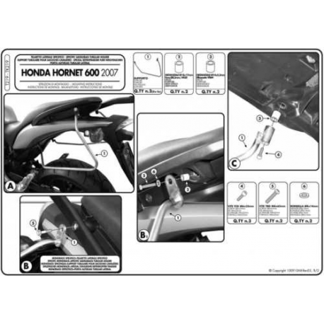 Kappa, nosiče pod boční brašny, Honda CB 600F HORNET 07-09