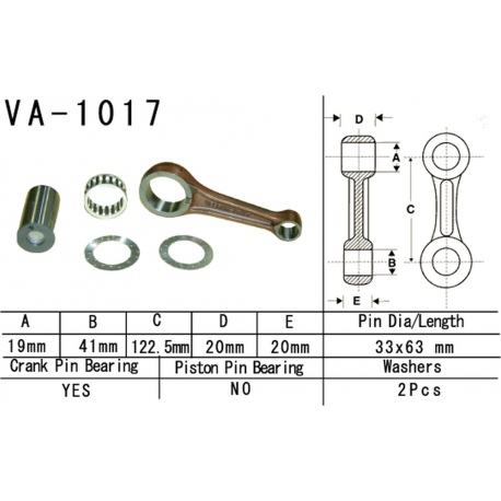Vesrah, ojniční sada Honda TRX 450 FOURTRAX FOREMAN '95-'01 (VA1017) (MADE IN JAPAN)