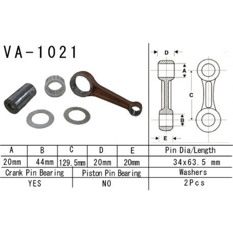 Vesrah, ojniční sada Honda TRX500 FE/FM/TM '05-'11 (FOURTRAX, FOREMAN) (VA1021) (MADE IN JAPAN)