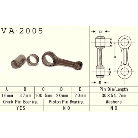 Vesrah, ojniční sada Yamaha YFM/YFB 225 '83-'04, XT 225 (VA2005) (YFM225) (XT225)