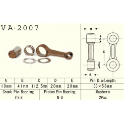 Vesrah, ojniční sada Yamaha YFM 350 (YFM350) RAPTOR '07-'13, WARRIOR, WOLVERINE '87-'09, BIG BEAR 350 '87-'99 (MADE IN JAPAN) (V
