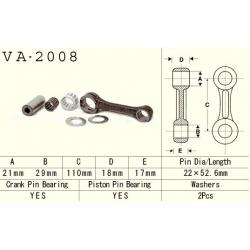 Vesrah, ojniční sada Yamaha YFM 350 (YFM350) BANSHEE '87-'06 (VA2008)