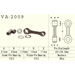 Vesrah, ojniční sada Yamaha YFS 200 (YFS200) BLASTER '88-'06 (VA2009) (MADE IN JAPAN)