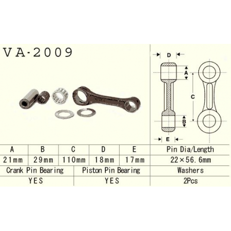 Vesrah, ojniční sada Yamaha YFS 200 (YFS200) BLASTER '88-'06 (VA2009) (MADE IN JAPAN)