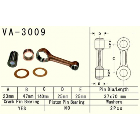Vesrah, ojniční sada Suzuki LTA/LTF 500 VINSON '02-'07, QUADRUNER '98-'02, CF-MOTO 500, ARCTIC CAT XT 550/700 '09- (MADE IN JAPA