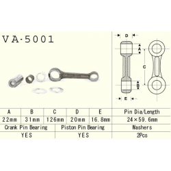 Vesrah, ojniční sada Honda CR 250 '84-'01 (VA5001) (MADE IN JAPAN) GAS GAS NEW EC 250/300 '18-'19 GAS GAS ENGINE